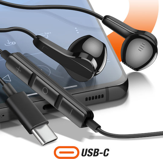 Linq Écouteurs Usb C Magnétiques Avec Microphone Et Boutons Contrôles Black