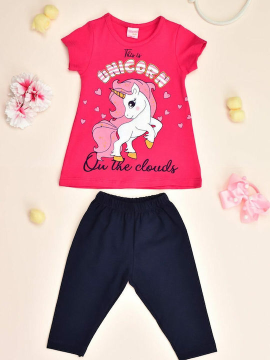 Kinder-Set mit Leggings Sommer 2Stück Fuchsie Unicorn