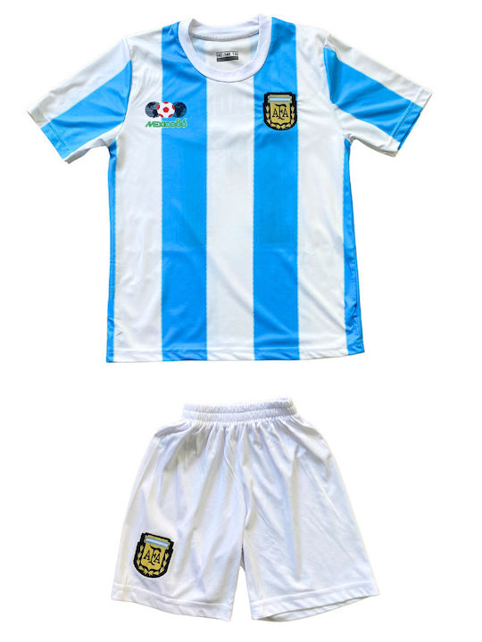 Kids' Soccer Set Maradona Argentina National Team Anniversary White Blue Balón De Oro Unisex Fj319