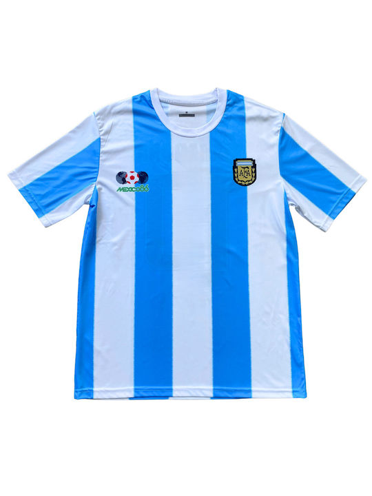 Maradona Football Jersey Argentina National Team Anniversary White Blue Balón De Oro Unisex Fj316