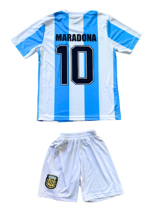 Kids' Soccer Set Maradona Argentina National Team Anniversary White Blue Balón De Oro Unisex Fj319