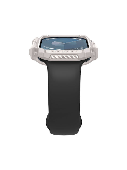 Spigen Rugged Armor Silicone Case in Beige color for Apple Watch Series 10 46mm