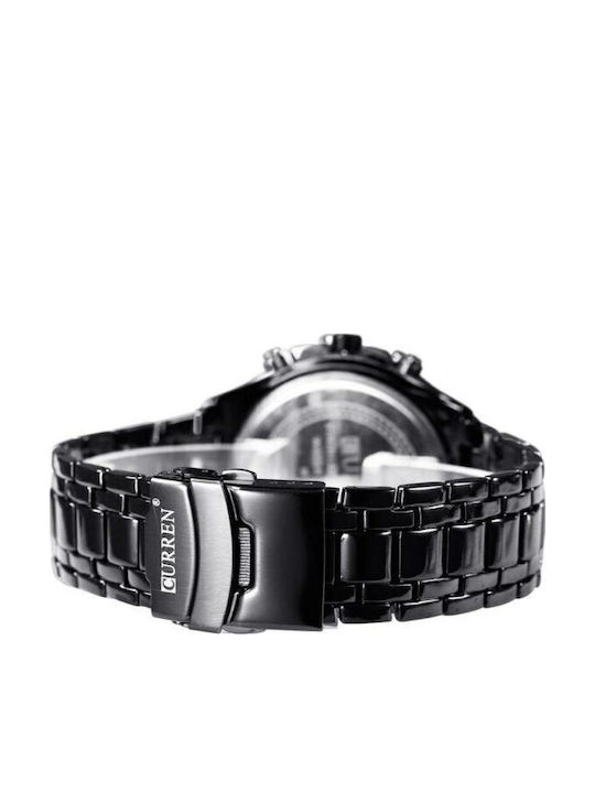 Curren Ανδρικό Ρολόι 46mm Μπαταρίας με Μαύρο Μεταλλικό Μπρασελέ