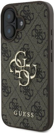 Guess Logo Umschlag Rückseite Synthetisches Leder Braun (iPhone 16)