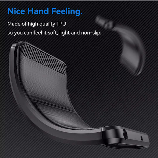 Hurtel Carbon Umschlag Rückseite Silikon Schwarz (Redmi Note 13 Pro 4G / Poco M6 Pro 4G)
