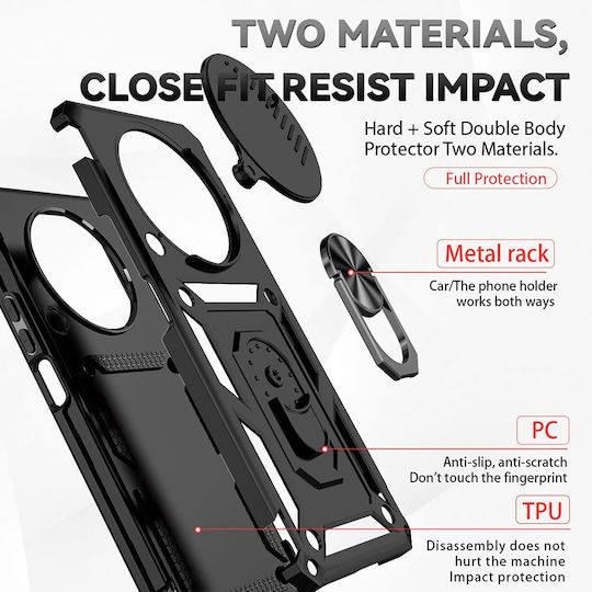 Techsuit Camshield Back Cover Plastic / Silicon Negru (Honor Magic5 Pro)