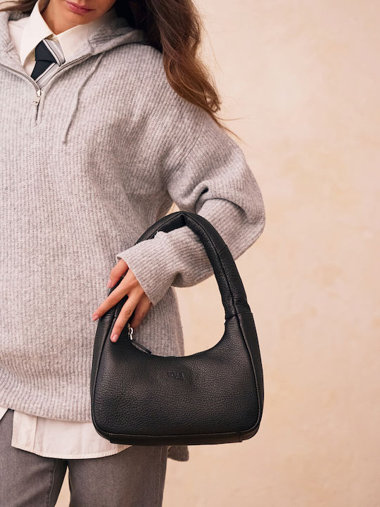 Vollmond Leder Damen Handtasche Schulter / Handtasche Schwarz 24.E.002-26