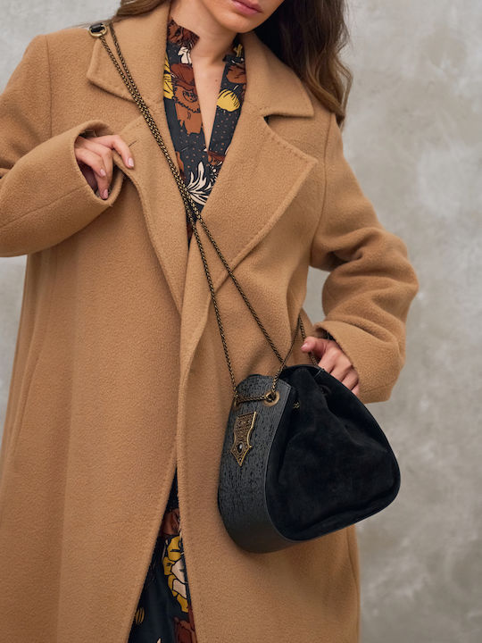 Round Love Leather Women's Shoulder and Crossbody Bag Suede Black 24.E.002-37