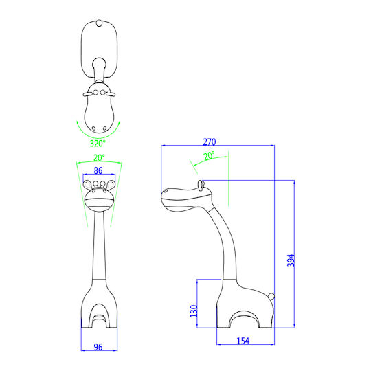 HomeMarkt Led Kids Desk Lamp Touch Badoo with Design Projection White