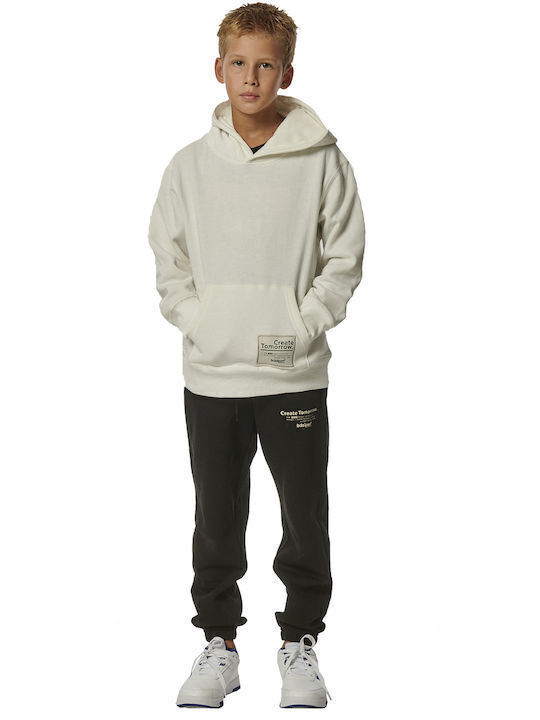 Kids Sweatshirt with Hood and Pockets White