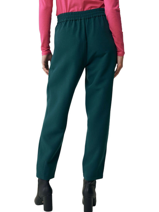 Mexx Women's Fabric Trousers in Tapered Line Dark Green