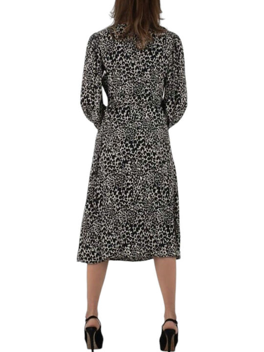 Midi Shirt Dress Dress Wrap Black