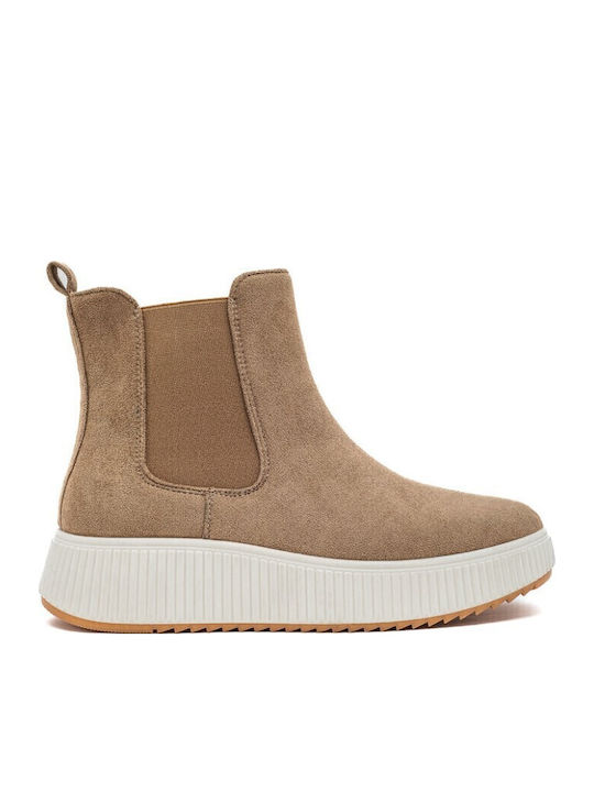 Damen Knöchelstiefel Beige