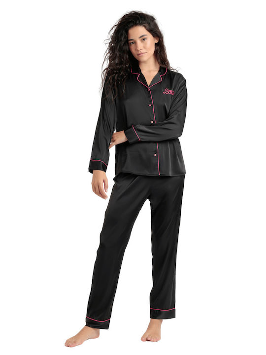 Admas Winter Women's Pyjama Set Satin Black