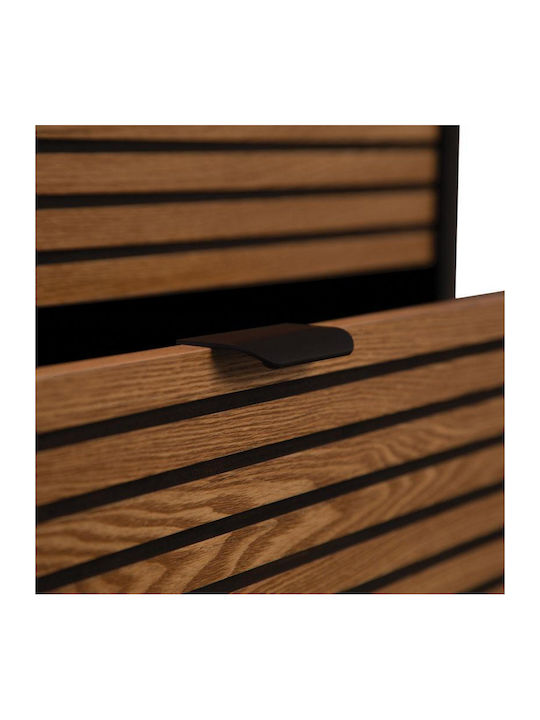 Brooklyn Wooden Chest of Drawers Μαυρο-φυσικό 80x40x75cm