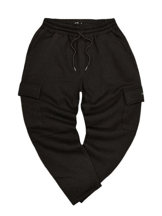 Henry Clothing Cargo Sweatpants with Elastic Black