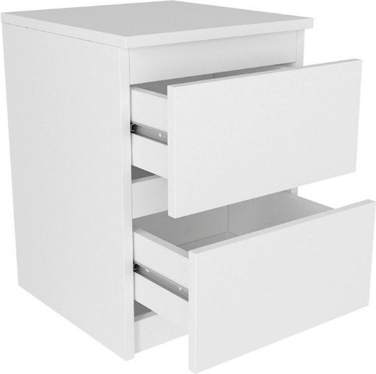 Κομοδίνο Breve Ξύλινο Λευκό 39.8x41.8x55cm