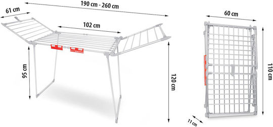 Clothes Dryer Metal Construction 2 Folding Arms Foldable Sturdy Non-slip Feet Large Drying Area 27 M