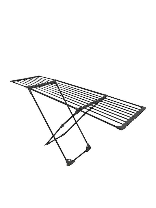 Uscător de haine cu roți metalice telescopic pliabil 190 X 95 X 56 cm negru