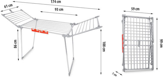 Clothes Dryer Metal Construction 2 Folding Arms Foldable Sturdy Non-slip Feet Large Drying Area 19 M