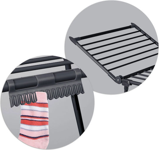 Clothes Dryer Metal Construction Sturdy 4 Folding Wings Quick Folding Unfolding Large Drying Area 22 M Black