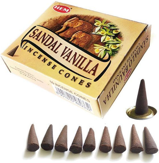 Αρωματικοί Κώνοι Σανταλόξυλο Βανίλια Hem Sandal Vanilla Cones 10τμχ