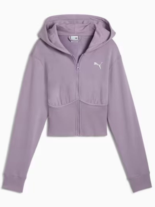 Cropped Women's Sweatshirt Jacket Hooded Pale Plum