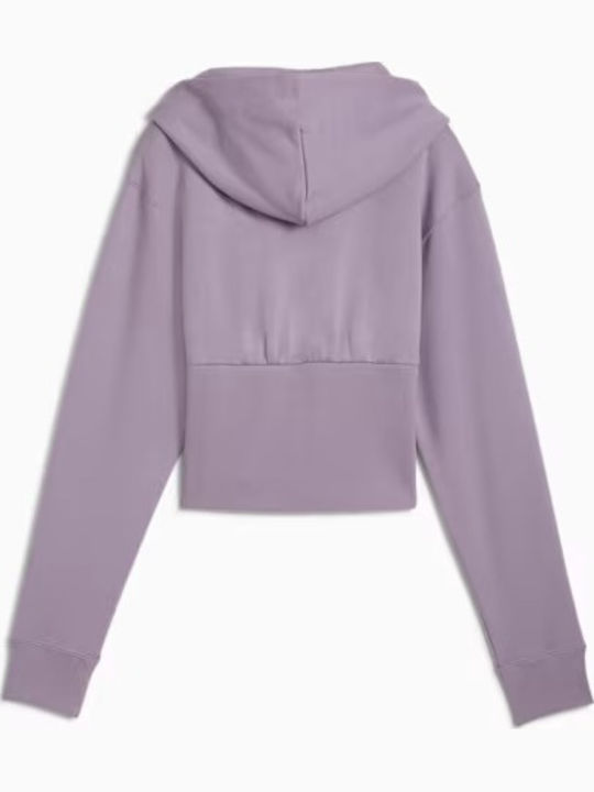 Cropped Women's Sweatshirt Jacket Hooded Pale Plum