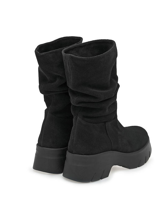 Wildleder Stiefeletten Damen Schwarz