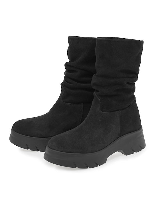 Wildleder Stiefeletten Damen Schwarz