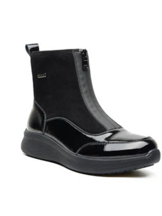 Ghete Dama de Piele cu Platformă Negru P-817-Negru