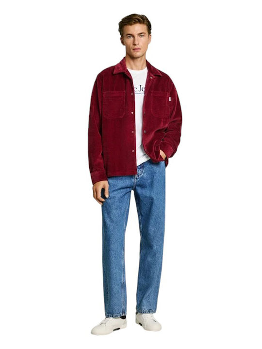 Melville Long Sleeve Corduroy Overshirt Red