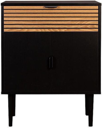 Sideboard Brooklyn Wooden with Drawers Μαυρο-φυσικό 75x37x75cm