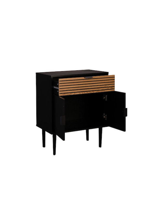 Sideboard Brooklyn Wooden with Drawers Μαυρο-φυσικό 75x37x75cm