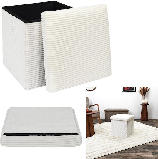 Hocker Für das Wohnzimmer Klappbar Mit Stauraum Gepolstert mit Samt Beige 38x38x38cm