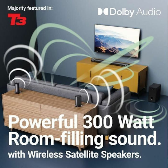 Majority Everest Soundbar 5.1 Bluetooth και HDMI 300W με Ασύρματο Subwoofer Μαύρο