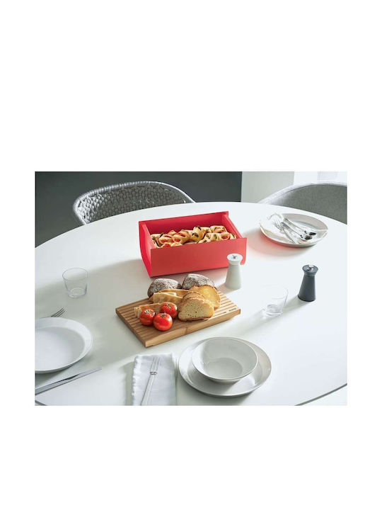 Alessi Matina Brotkasten mit Deckel Metallisch Rot 34x21x14cm