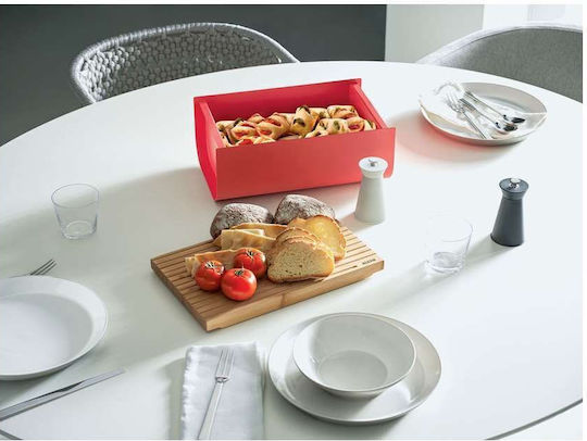 Alessi Matina Brotkasten mit Deckel Metallisch Rot 34x21x14cm