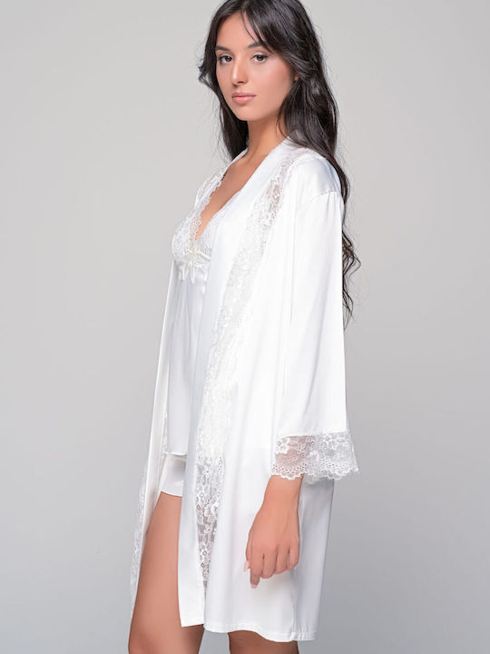 Milena by Paris Summer Satin Bridal Babydoll White