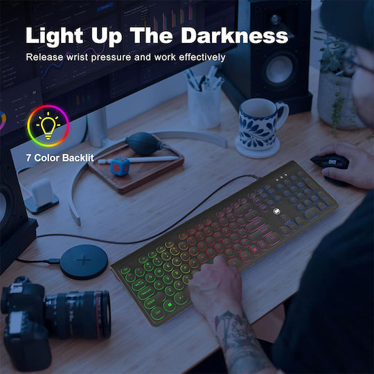 Lamtech LAM113058 Gaming Πληκτρολόγιο με RGB φωτισμό (Αγγλικό US)