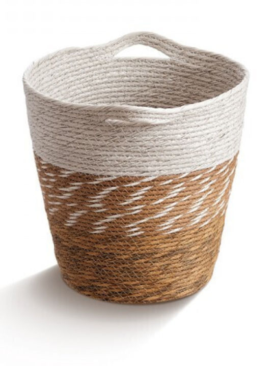JK Home Decoration Σετ Διακοσμητικά Καλάθια Μπαμπού Λευκό 3τμχ