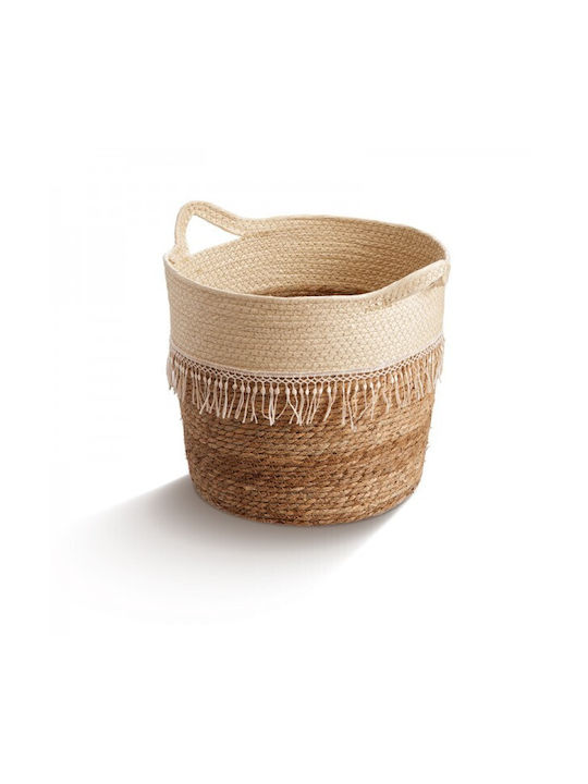 JK Home Decoration Σετ Διακοσμητικά Καλάθια Μπαμπού Λευκό 3τμχ