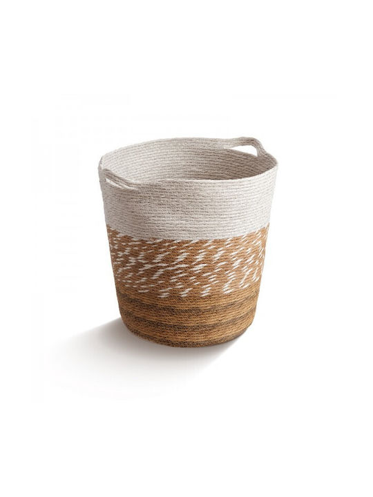 JK Home Decoration Σετ Διακοσμητικά Καλάθια Μπαμπού Λευκό 3τμχ