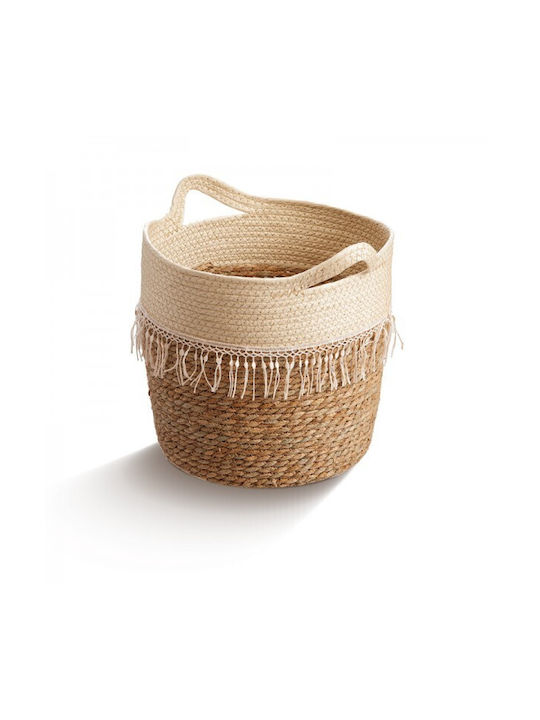 JK Home Decoration Σετ Διακοσμητικά Καλάθια Μπαμπού Λευκό 3τμχ