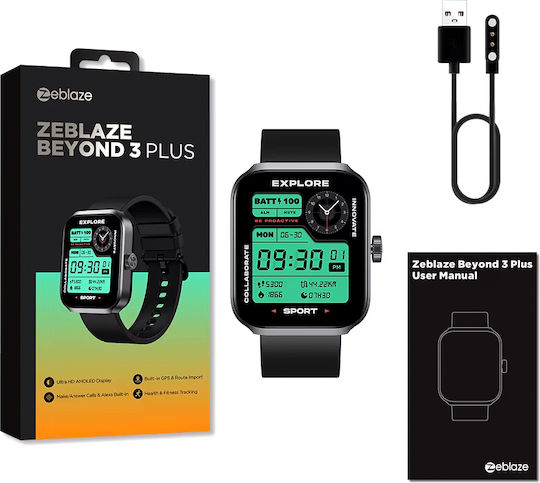 Zeblaze Beyond 3 Plus Aluminium 37mm Smartwatch με Παλμογράφο (Μαύρο - M/L)