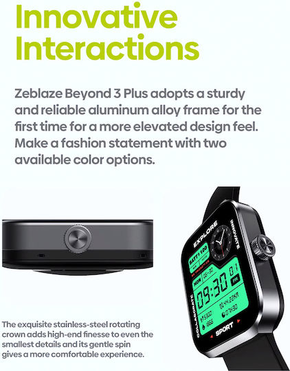 Zeblaze Beyond 3 Plus Aluminium 37mm Smartwatch με Παλμογράφο (Μαύρο - M/L)