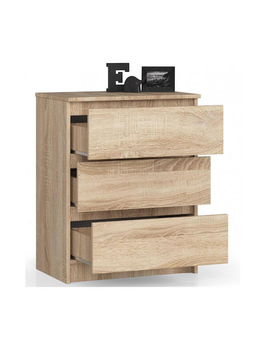Comoda pentru Dormitor cu 3 sertare Sonoma Oak 60x40x77buc