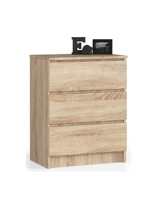 Comoda pentru Dormitor cu 3 sertare Sonoma Oak 60x40x77buc
