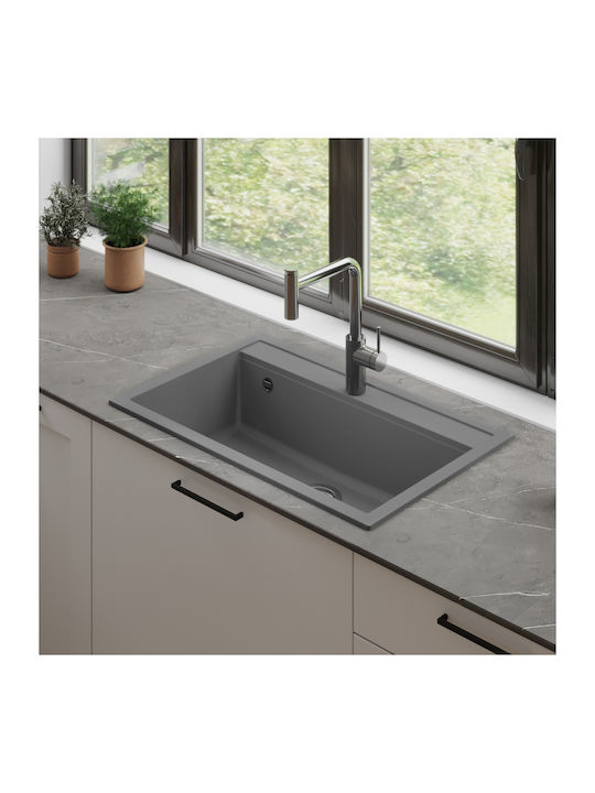 Quadro SQQ103 Drop-In Кухненска Мивка от Течен Гранит Дължина 79xШирина 51см Сива