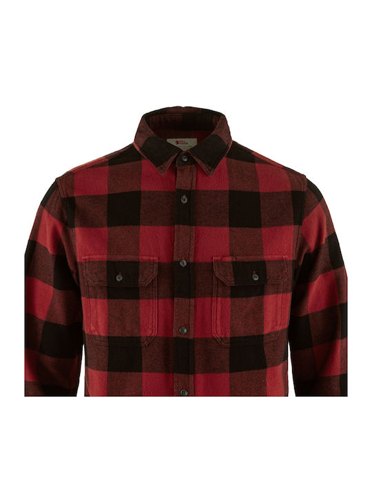 Ovik Long-sleeved Flannel Shirt Checked Red/Black